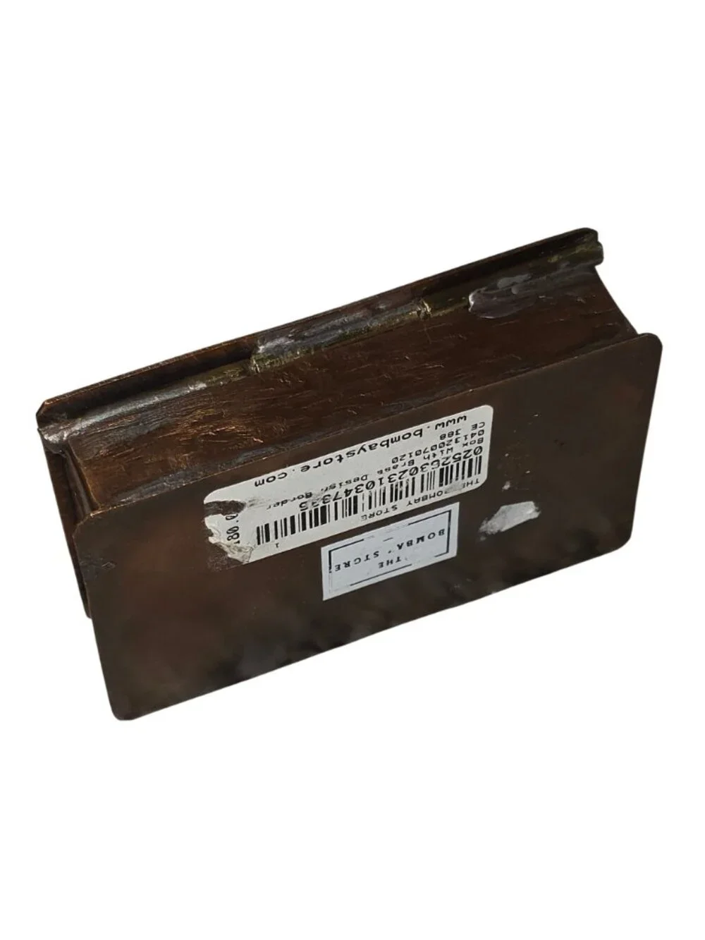 Bombay Brass-Tone Enamel Metal Trinket Box 3.5